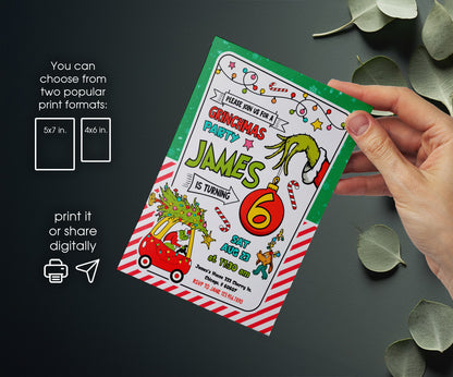 The Grinch  Merry Grinchmas customizable invitation template | Share or Print | QK667