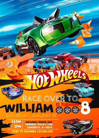 Hot Wheels Racing customizable invitation template | Share or Print | boy | NM307