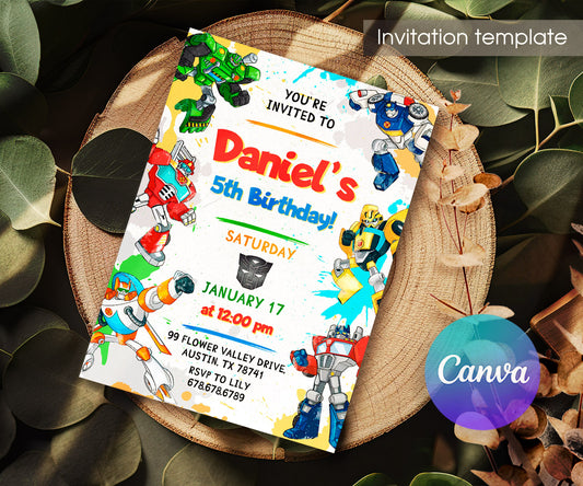 Transformers Rescue Bots customizable invitation template | Share or Print | boy | QB526