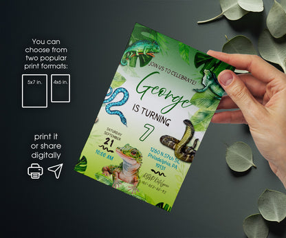 Reptile Lizard Snake customizable invitation template | Share or Print | NP158