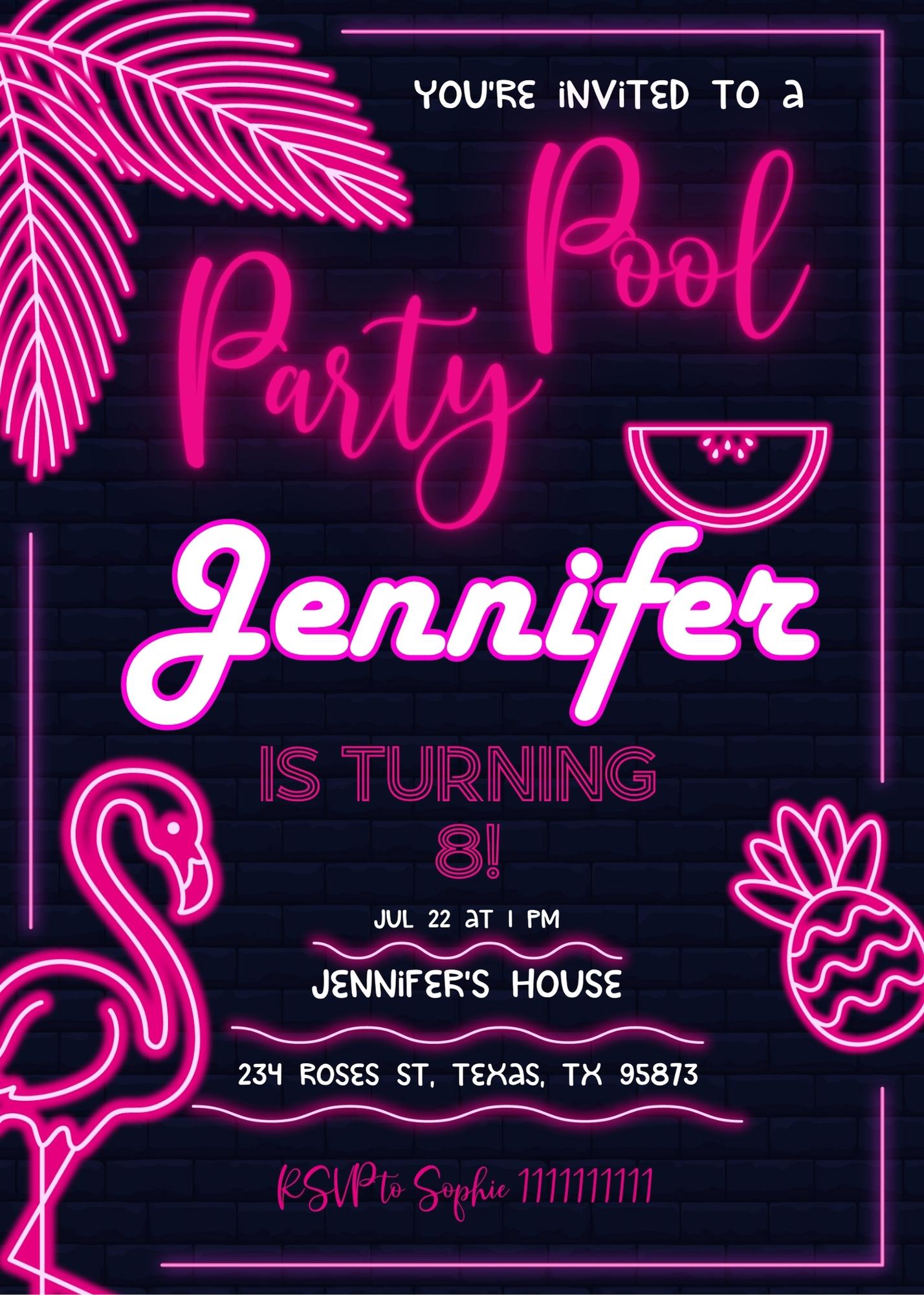 Pool Party customizable invitation template | Share or Print | ET149
