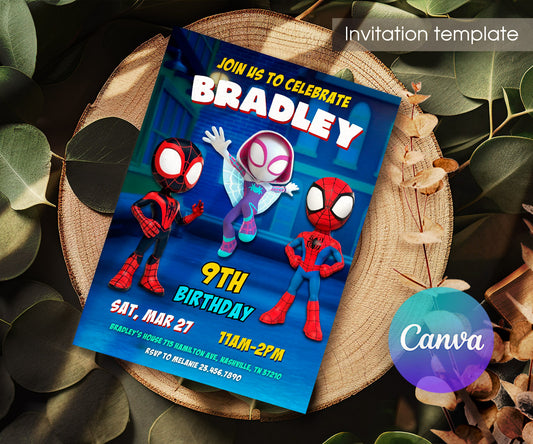 Spidey and His Amazing Friends customizable invitation template | Share or Print | boy | KN820