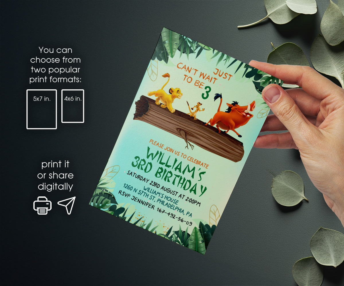 Lion King Simba customizable invitation template | Share or Print | HG356