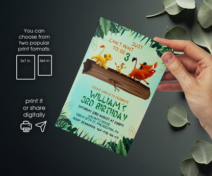 Lion King Simba customizable invitation template | Share or Print | HG356