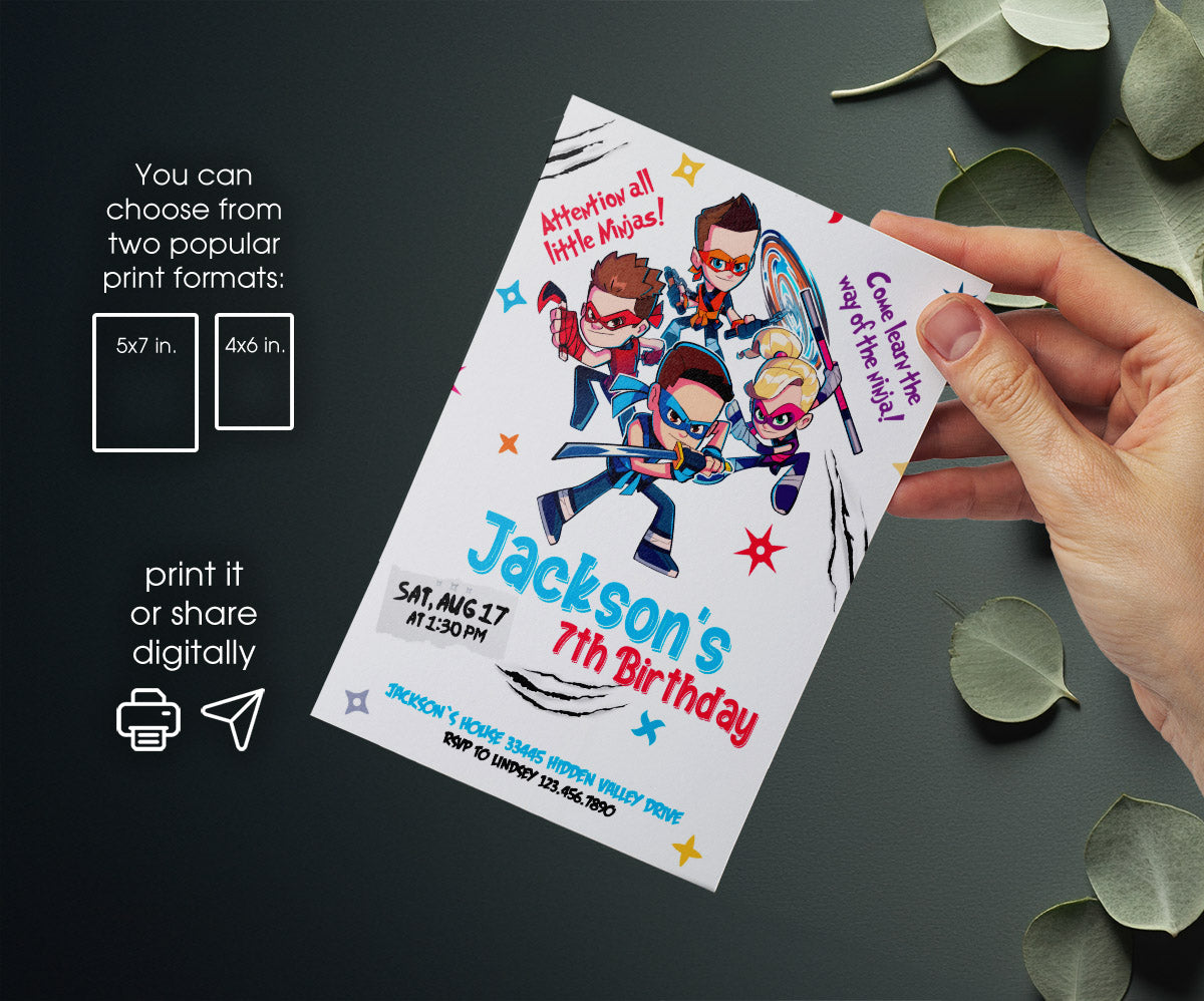 Ninja Kidz TV customizable invitation template | Share or Print | UR458