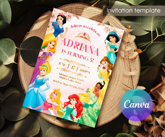 Disney Princess customizable invitation template | Share or Print | girl | VO257