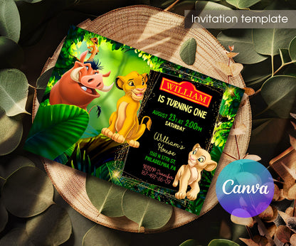 Lion King Simba customizable invitation template | Share or Print | PK407