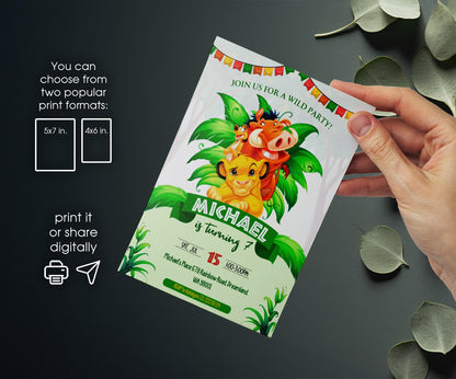 Lion King Simba customizable invitation template | Share or Print | DN709