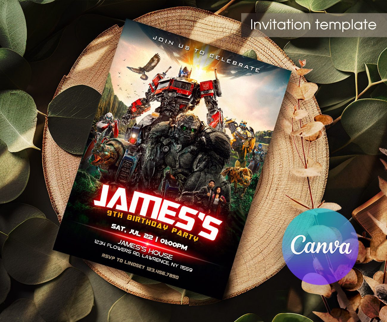 Transformers Rescue Bots customizable invitation template | Share or Print | boy | GX364