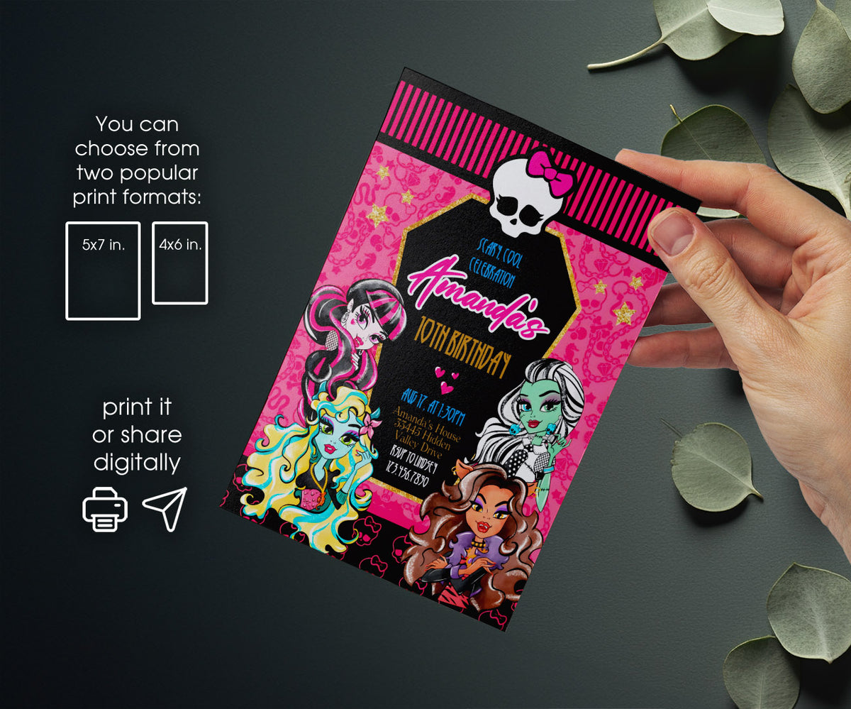 Monster High customizable invitation template | Share or Print | girl | YI733