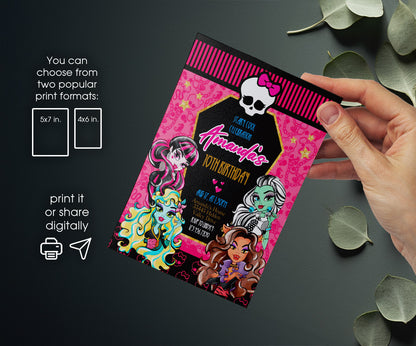 Monster High customizable invitation template | Share or Print | girl | YI733