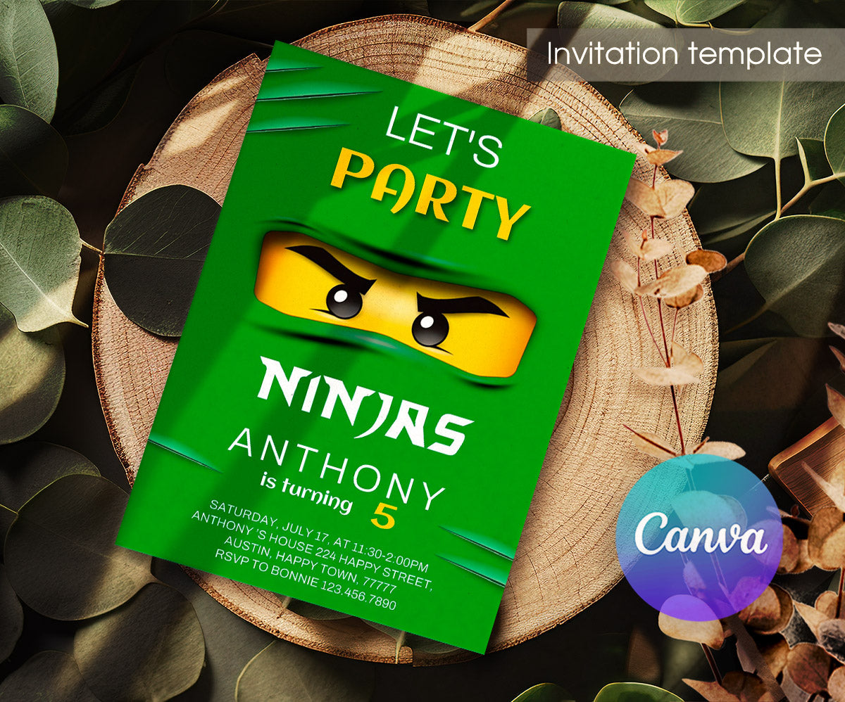 Ninjago Minifigures Lego customizable invitation template | Share or Print | PF763