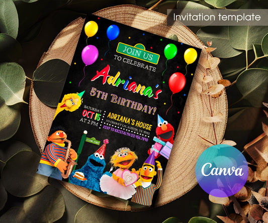 Sesame Street customizable invitation template | Share or Print | OH421