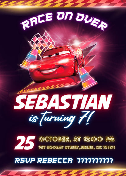 Cars Lightning McQueen customizable invitation template | Share or Print | boy | GO178