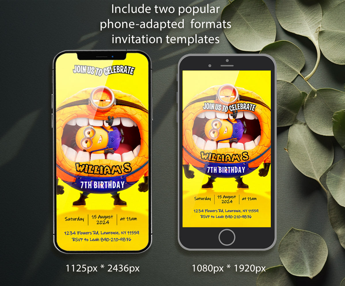 Despicable Me Minions customizable invitation template | Share or Print | IR791