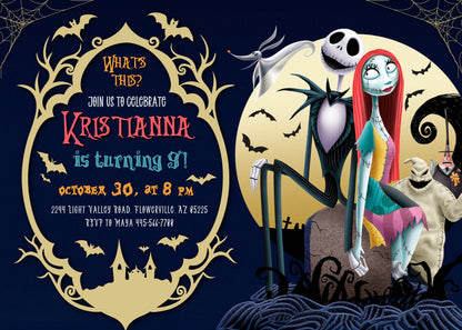The Nightmare Before Christmas Halloween customizable invitation template | Share or Print | XL067
