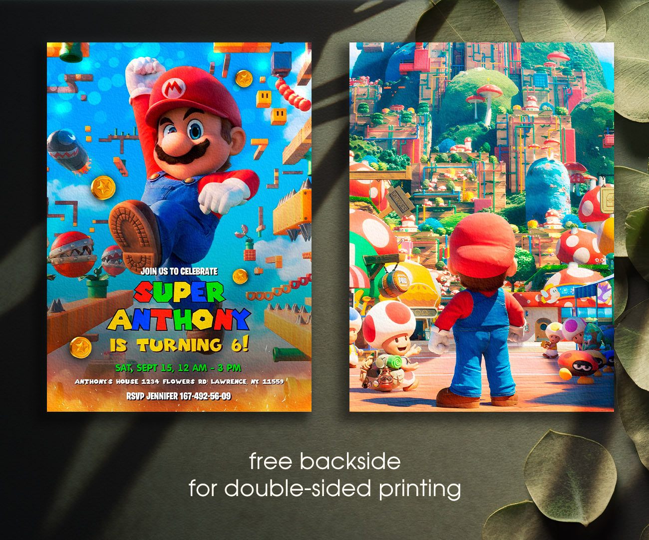 Super Mario Bros customizable invitation template | Share or Print | ED278