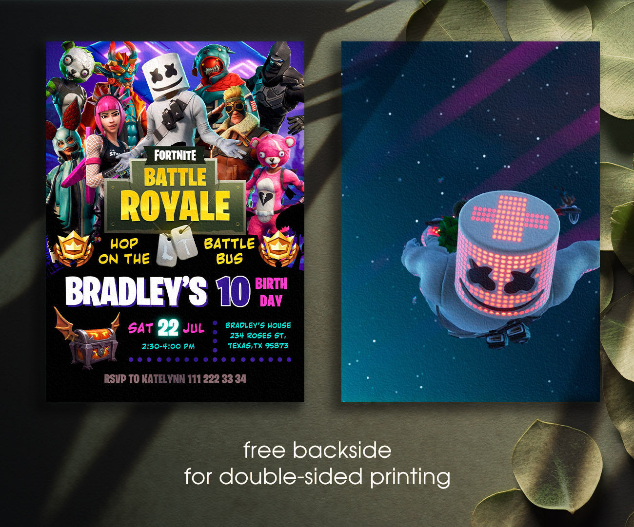 Fortnite Gamer customizable invitation template | Share or Print | boy | HK300
