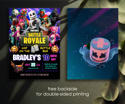 Fortnite Gamer customizable invitation template | Share or Print | boy | HK300