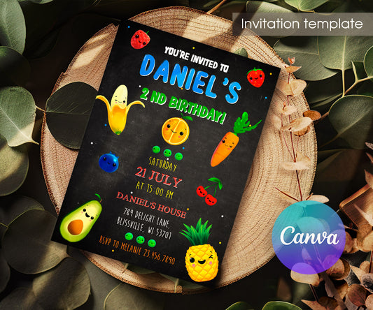 Hey Bear Sensory Dancing Fruits customizable invitation template | Share or Print | TS960