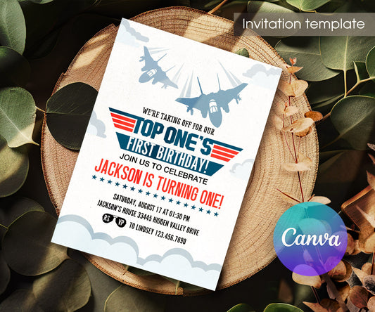Top Gun One Jet Fighter customizable invitation template | Share or Print | boy | RR786