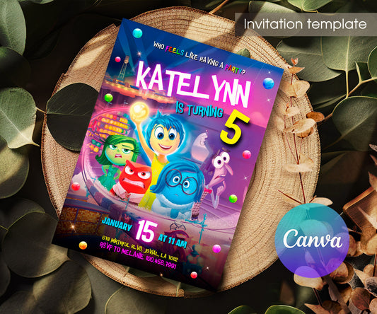 Inside Out 2 customizable invitation template | Share or Print | IN254