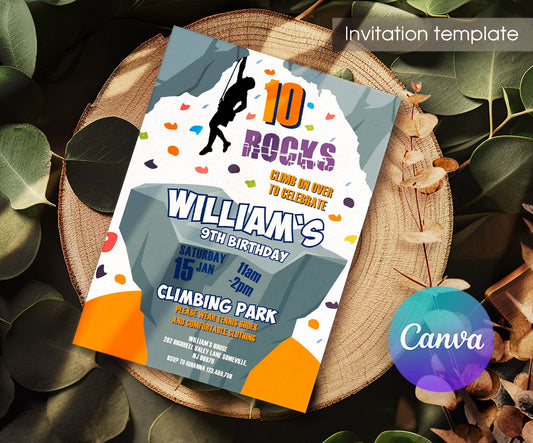 Rock Climbing customizable invitation template | Share or Print | LM693