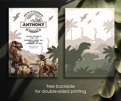 Jurassic World Dinosaur customizable invitation template | Share or Print | BN885