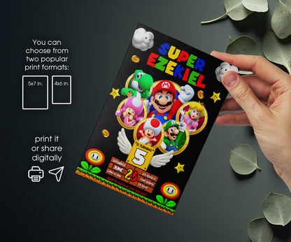 Super Mario Bros customizable invitation template | Share or Print | OW811
