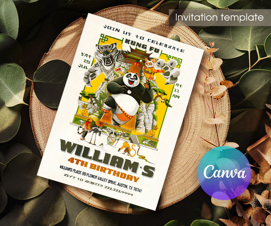 Kung Fu Panda Po customizable invitation template | Share or Print | RY796