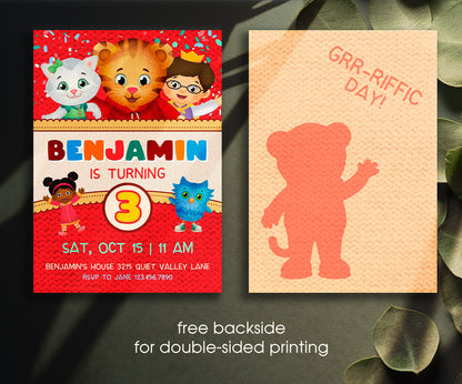 Daniel Tiger's Neighborhood customizable invitation template | Share or Print | QO049