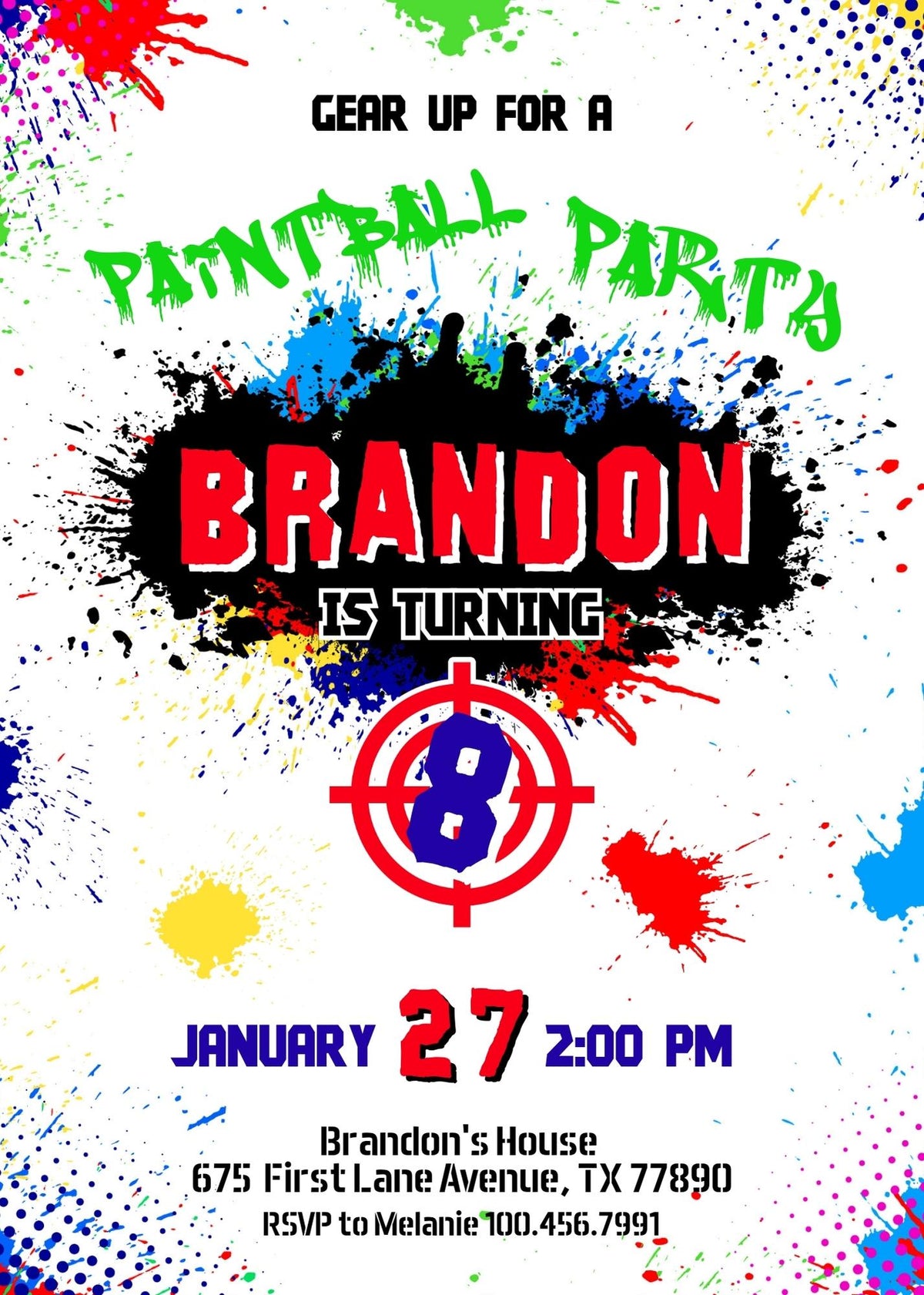 Paintball Airsoft battle customizable invitation template | Share or Print | boy | SP410