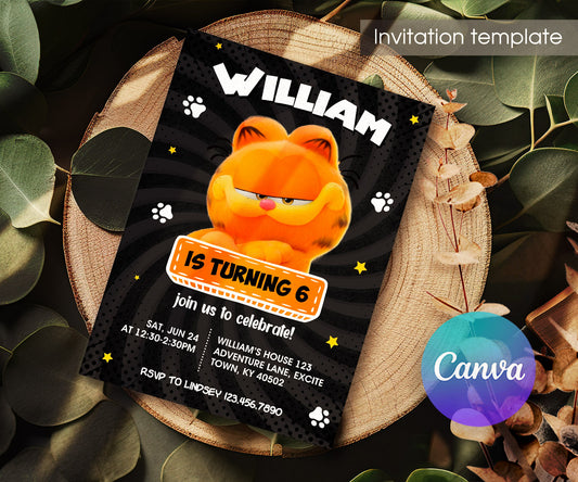 Garfield Orange Cat customizable invitation template | Share or Print | boy | XW754