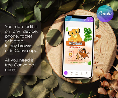 Lion King Simba customizable invitation template | Share or Print | AF068