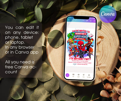 Avengers Marvel Superhero customizable invitation template | Share or Print | boy | WG375