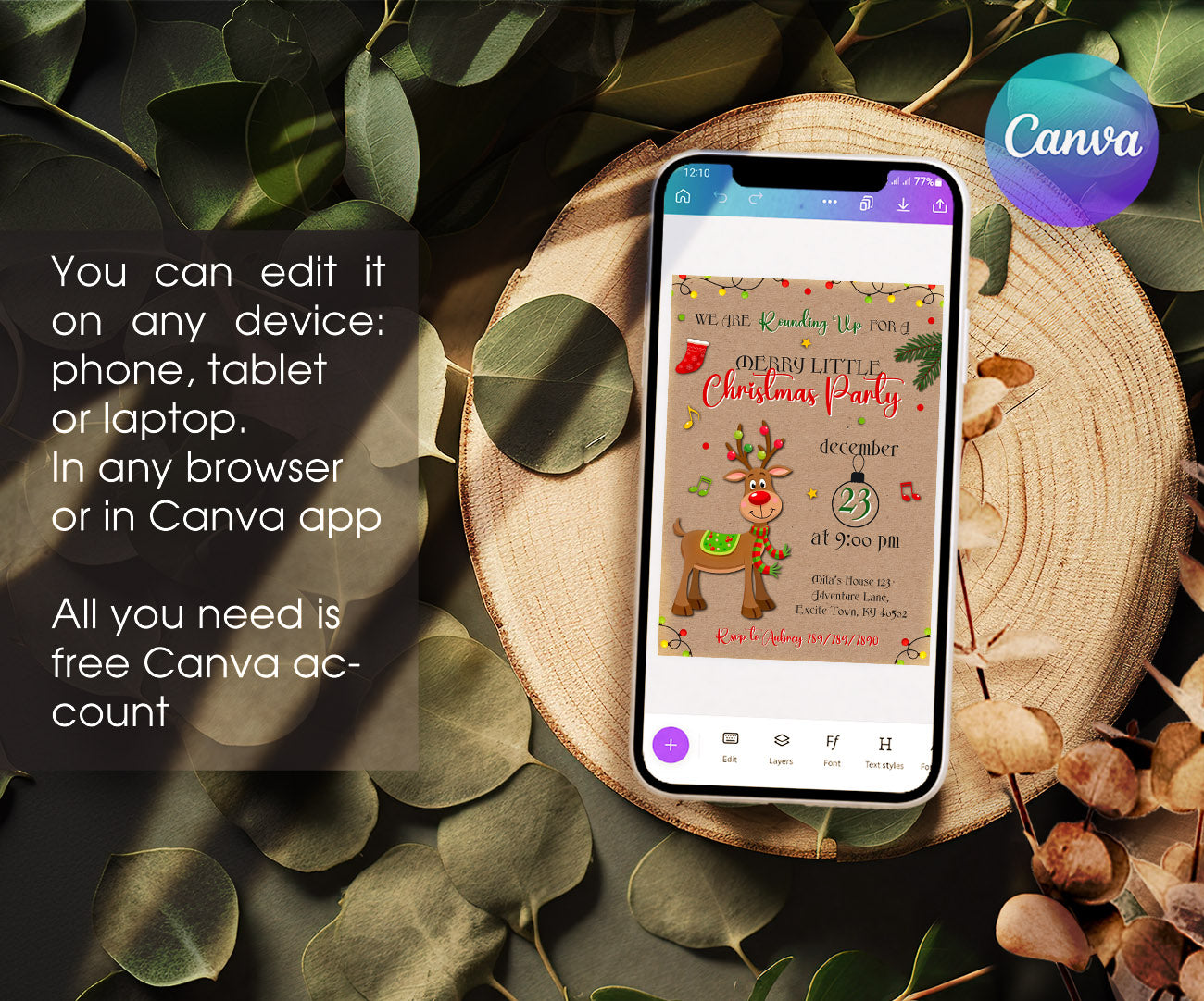 Rudolph the Red-Nosed Reindeer customizable invitation template | Share or Print | GO970