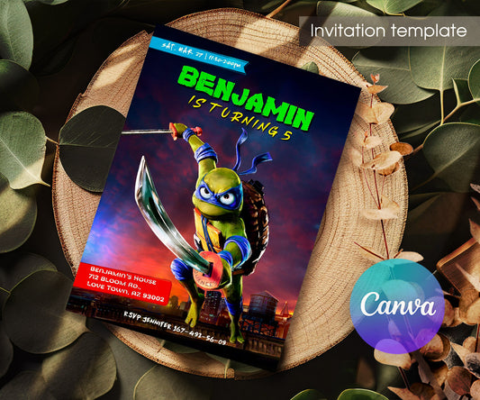 Teenage Mutant Ninja Turtles Mutant Mayhem customizable invitation template | Share or Print | boy | QH949
