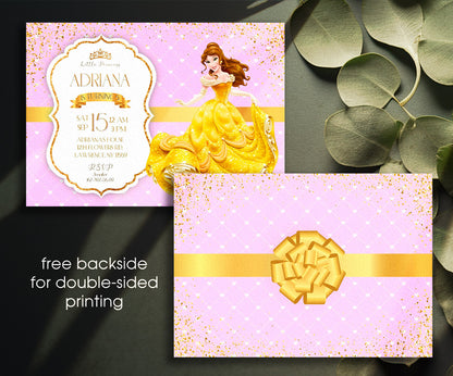 Belle Beauty And The Beast customizable invitation template | Share or Print | girl | DD188