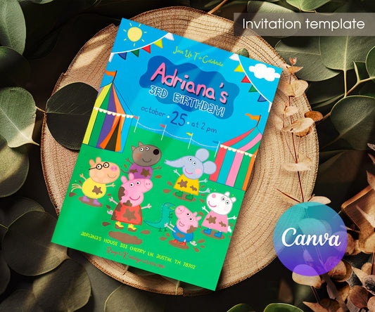 Peppa Pig customizable invitation template | Share or Print | girl | BB984