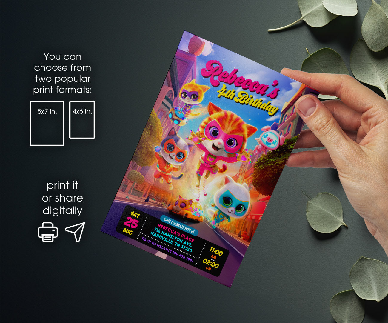 SuperKitties customizable invitation template | Share or Print | JV323