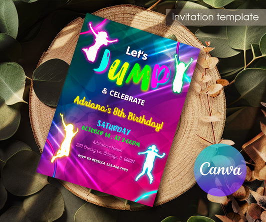 Trampoline Jump Party customizable invitation template | Share or Print | YC523