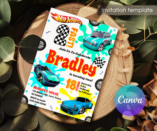 Hot Wheels Two Fast 2 Furious customizable invitation template | Share or Print | boy | OT488