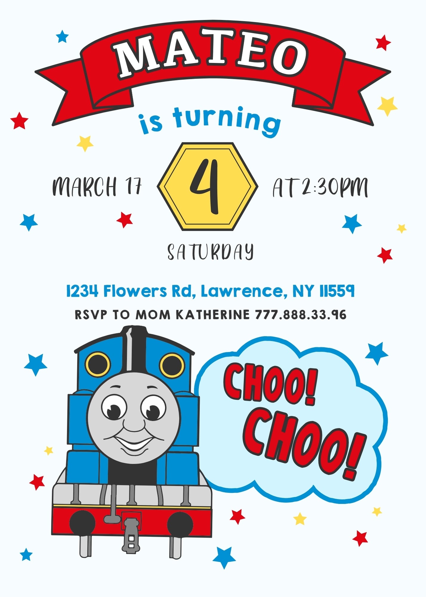 Thomas Train & Friends customizable invitation template | Share or Print | RS688