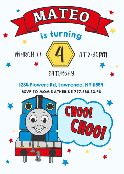 Thomas Train & Friends customizable invitation template | Share or Print | RS688