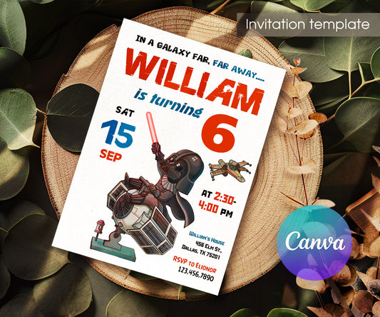 Star Wars Darth Vader customizable invitation template | Share or Print | boy | ZC957