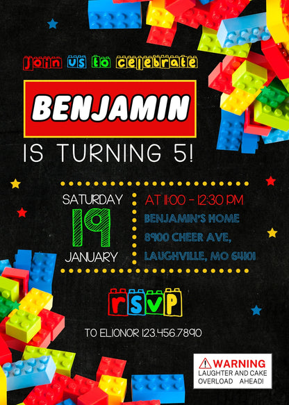 Lego customizable invitation template | Share or Print | NC052