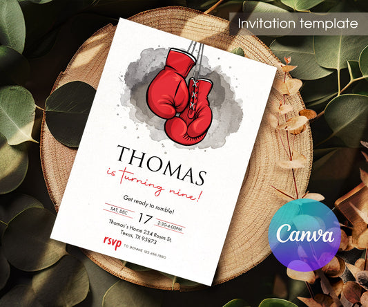 Boxing Fighter customizable invitation template | Share or Print | boy | PN121