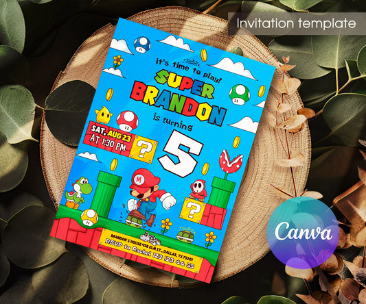 Super Mario Bros customizable invitation template | Share or Print | ZM435