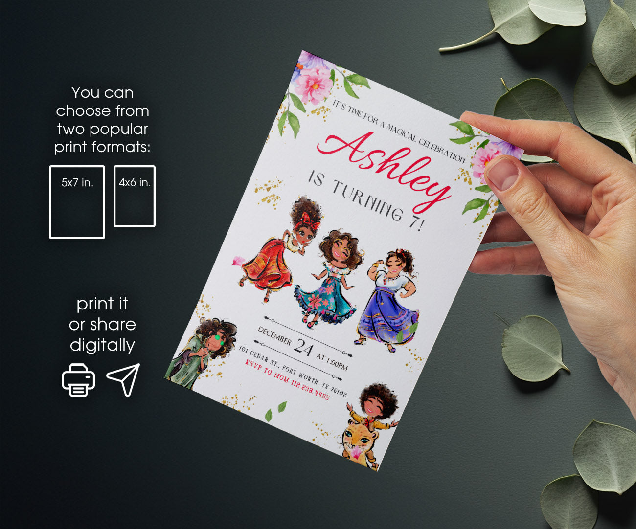 Encanto Mirabel customizable invitation template | Share or Print | girl | QT001