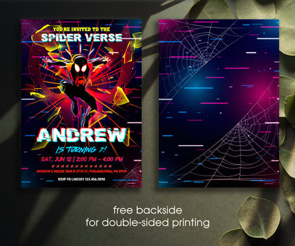 Spider Man Across the Spider-Verse customizable invitation template | Share or Print | boy | DR475